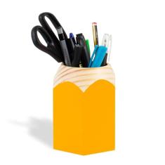 Porta Caneta, Porta Lápis, Suporte de Caneta para mesa, Organizador de mesa, Organizador Multiuso Lápis, Madeira, Amarelo - GEGUTON