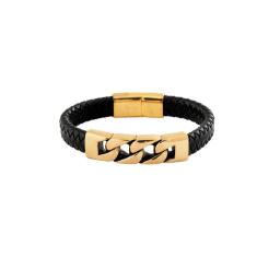 Pulseira Couro Pingente Gold