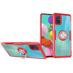 SORAKA Capa transparente para Samsung Galaxy A51 4G com suporte para anel,capa de PC rígida transparente Capa Samsung Galaxy A51 4G com placa de metal para suporte magnético de telefone para carro