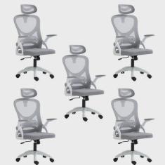 Kit 5 Cadeiras para Escritório Presidente Office Columbus com Tela Mesh