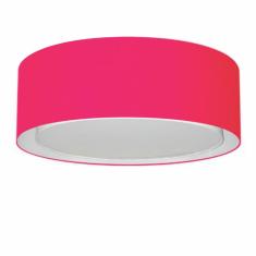 Plafon Cilíndrico Duplo Vivare Md-3037 Cúpula Em Tecido 60x25cm - Bivolt Rosa-pink 127/220v