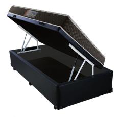 Cama Box Baú Solteiro Colchão Mola Bonnel Acolchões + Box Sintético 65x88x188