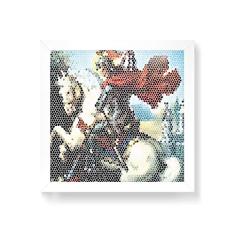 Arte Maníacos Quadro Decorativo São Jorge Mosaico - 50x50cm (Moldura em laca branca)