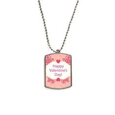 Colar de aço inoxidável rosa e branco com pingente de identificação para cães para o Dia dos Namorados