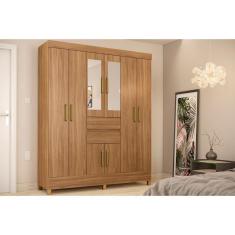 Guarda Roupa 8 Portas E 2 Gavetas C/ Espelho Munique Amêndola - Demóbile