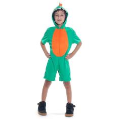 Fantasia Dinossauro Verde e Laranja Infantil Roupa Carnaval