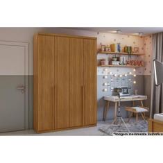 Guarda Roupa Solteiro 4 Portas e 2 Gavetas Alonzo Plus Rovere/Amêndoa - Lopas