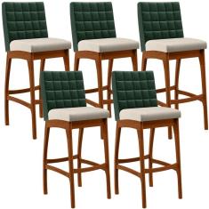 Kit 05 Banquetas Altas Cozinha B04 Verde Musgo Cru