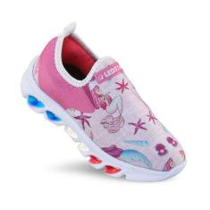 Tênis de Led Infantil Feminino Ledstar Calce Facil Sereia Rosa Casual,