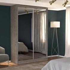 Guarda-Roupa Solteiro com Espelho 2 Portas de Correr 2 Gavetas MDFmm77