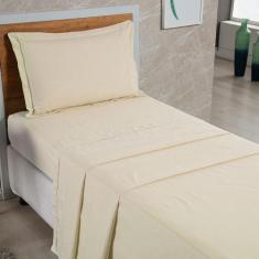 Jogo de Lençol Solteiro 03 Peças Aba Americana Percal 400 Fios - Maria