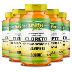 Kit 5 Cloreto de Magnésio P.A. mais Vitamina B6 Unilife 120 cápsulas 8