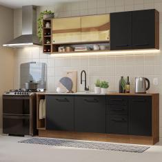 Armário De Cozinha Completa 220cm Rustic/preto Madesa