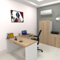 Mesa Reta Natus 40mm 130 Bramov Móveis Branco/carvalho Mel