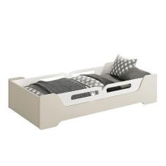 Cama Evolutiva Zaki Areia Fosco, 2 Kits Proteção Lateral Usinada E Colchão D20 - Reller Móveis Areia Fosco