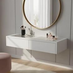 Penteadeira Aparador Suspenso para Maquiagem Quarto Branco Laca