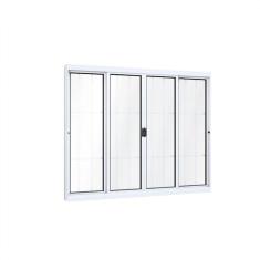 Janela de Aluminío de Correr 120x150cm 2 Folhas Móveis 2 Fixas com Grade e Vidro Lucasa Ideale Branco