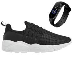 Tênis Casual + Relógio Esporte Confortável Eficaz Para Treino e Academia Masculino-Feminino-Unissex
