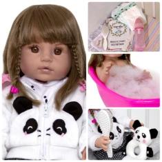 Boneca Bebe Reborn Menina Realista Pandinha 100% Silicone - Cegonha Re