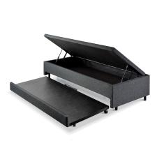 Bicama Com Baú Solteiro 96x203 Cm Linho Cinza