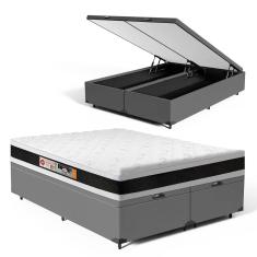 Cama Box Baú com Colchão De Espuma D45 Castor Black & White Super King 193cm