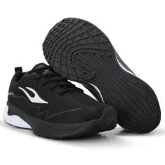 Tênis Esportivo para Academia Casual Com Cadarço LIgShoes, 34, Preto, 