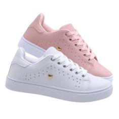 Tênis Casual Feminino Cano Curto Conforto Cadarço Kit 2-Feminino