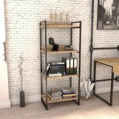 Estante de Livros Industrial Aço 60cmx145cm 4 Prateleiras Kuadra - Com