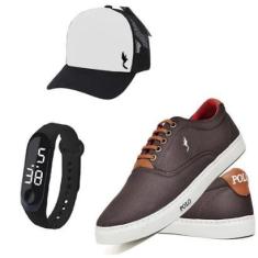 Tenis Masculino Esportivo Com Boné e Relógio-Masculino