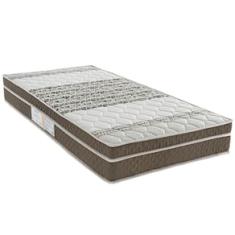 Colchão de Solteiro Biflex Ilhéus com Molas Ensacadas e Euro Pillow 24x88x188cm - Marrom/Bege Estampado