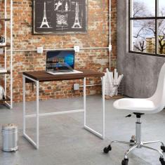 escrivaninha studio nogal e branca 80 cm