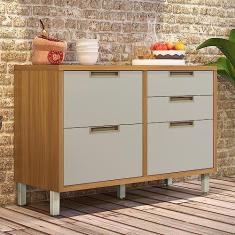 Balcão para Cozinha 1 Porta 4 Gavetas Imperatriz Nesher Móveis Freijó/off White