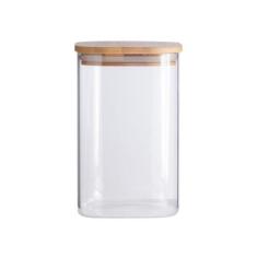 Pote De Mantimentos Quadrado Flat 1100Ml Tampa Bambu Oikos, Silicone, 