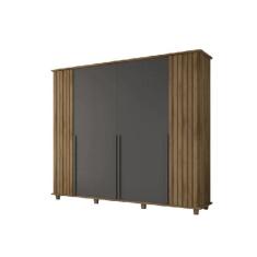 Guarda Roupa Ripado França 6 Portas Cinamomo/Grafite – RV Móveis
