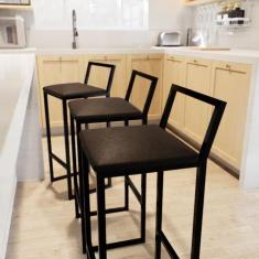 Jogo 2 Banqueta Alta Balcão Bistrô Preta Confort Industrial Assento Es