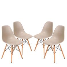 Conjunto 4 Cadeiras Eames Eiffel com pés de madeira Nude