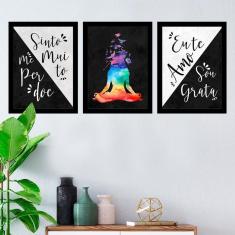 Kit 3 Quadros Decorativo 27X36 Ho`Oponopono Pintura Colorida