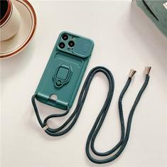 Caso de anel de cartão de cordão de lente deslizante para Samsung S23 S22 Ultra Plus A52 A72 A22 A32 A12 A51 A13 A23 A53 A73 A71 Capa, verde escuro, para A31