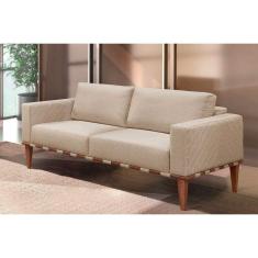 Sofá Namoradeira Bella Base Em Madeira Maciça Castellar Móbile Bege Claro