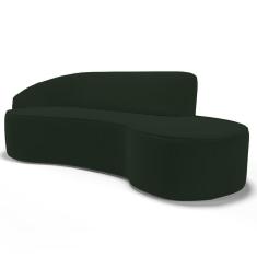Sofá Living 3 Lugares 260cm Braço Esquerdo Mozart D06 Veludo Verde - Mpozenato