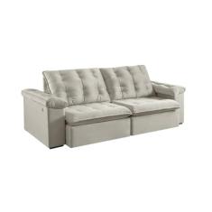 Sofá 5 Lugares Retrátil e Reclinável Itaguaí Veludo Bege 290 cm