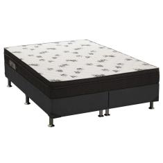 Cama Box King: Colchão Espuma Ortobom D45 Light + Base Crc Suede Black(186X198)