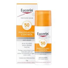 Protetor Solar Facial Eucerin - Sun Fluido Anti-Idade Creme Facial FPS