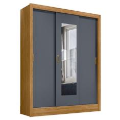 Guarda Roupa Com Espelho Melbourne Freijó Cinza