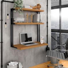 Escrivaninha Suspensa Industrial Creta Preto/cina - Moveis Arapongas Preto Fosco/cinamomo