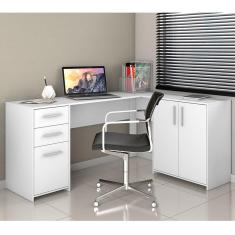 Mesa de canto em L para escritório com 2 Gavetas e 3 Portas NT2005 Notável Móveis