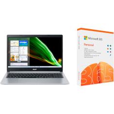 Notebook Acer Aspire 5 Intel Core i5-10210U 8GB 512GB SSD W11 15,6" Prata A515-54-58Z4 + Office 365 Personal