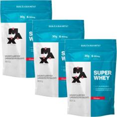 Kit 3x Super Whey Protein Morango 900g Max Titanium