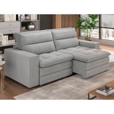 Sofá 4 Lugares Luizzi Colombo Retrátil e Reclinável, Revestido em Tecido Veludo Slim - 230cm largura