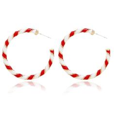 LPYO Brincos pendentes de argola grande para mulheres, meninas, vermelho, verde, enfeite de Natal, grinalda, brincos de argola torcida, vermelho, branco, coração torcido, brincos de Natal, moda,
